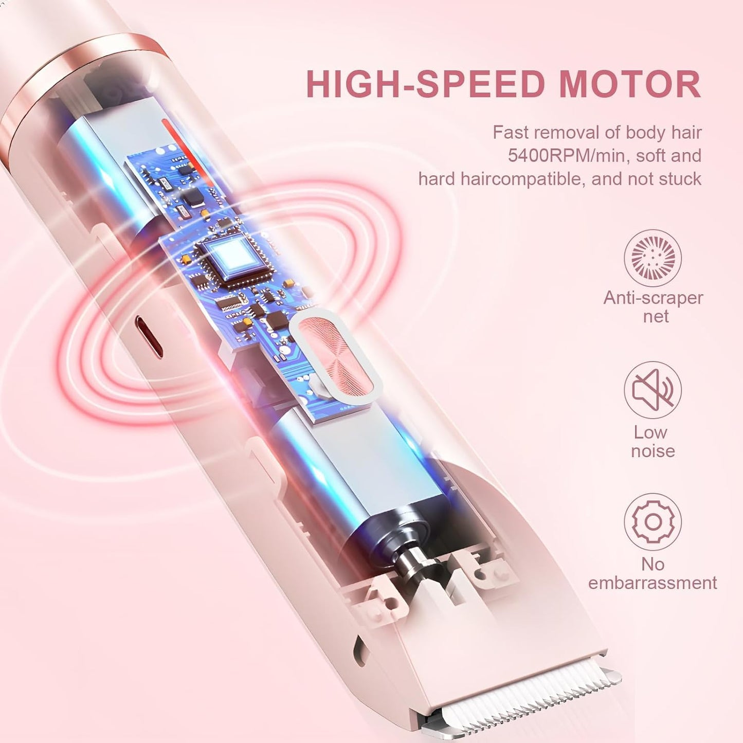 2-in-1 Women's Bikini Trimmer - Rechargeable, IPX7 Waterproof | Pain-Free for Face/Body/Sensitive Areas