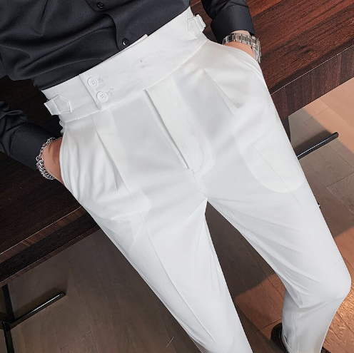 ??Men's Solid Color Straight Casual Trousers