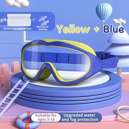 HD children's large frame waterproof and anti-fog swimming goggles