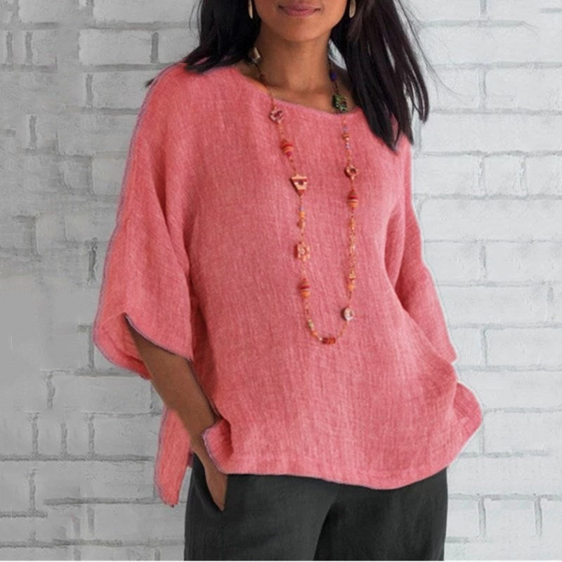 🌈Spring 2023 fashion solid color cotton linen top🌸Buy 2 get 10% Off Auto & Free Shipping🌸