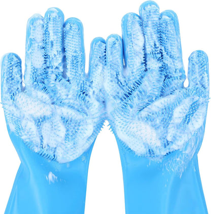 🐾 Pet Grooming Gloves: Heat-Resistant, Silicone 5-Finger – Wash/Bathe/Massage!