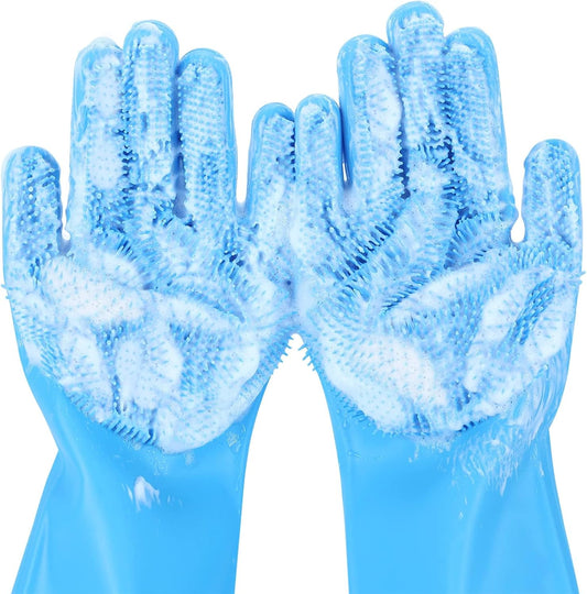 🐾 Pet Grooming Gloves: Heat-Resistant, Silicone 5-Finger – Wash/Bathe/Massage!