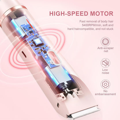 2-in-1 Women's Bikini Trimmer - Rechargeable, IPX7 Waterproof | Pain-Free for Face/Body/Sensitive Areas