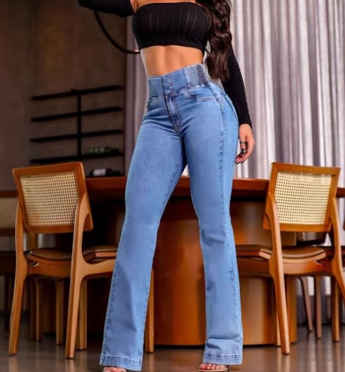 Stretch Flare Jeans With A High Waist