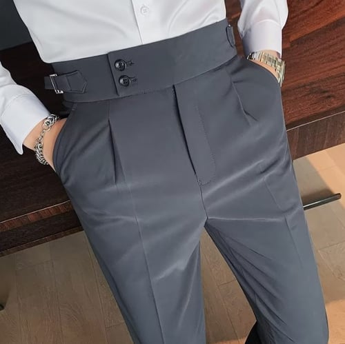 ??Men's Solid Color Straight Casual Trousers
