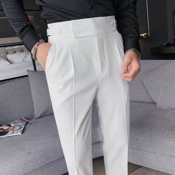??Men's Solid Color Straight Casual Trousers