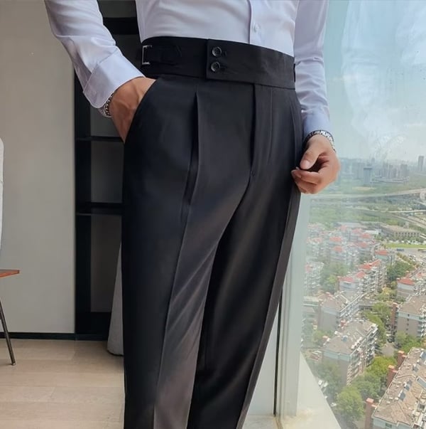 ??Men's Solid Color Straight Casual Trousers