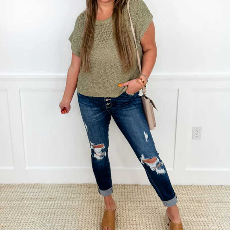 Women's High-Waisted Cutout Denim Jeans